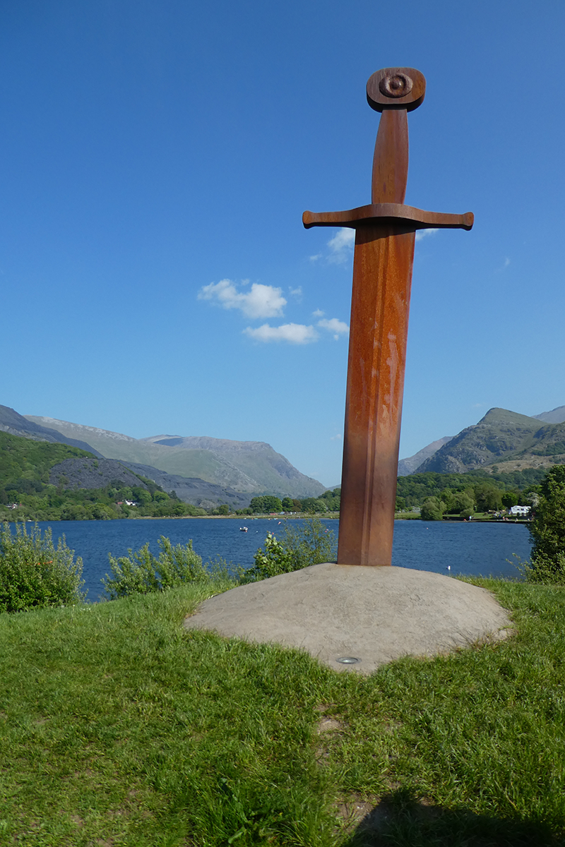Padarn lake with the iorn sawd in the forground